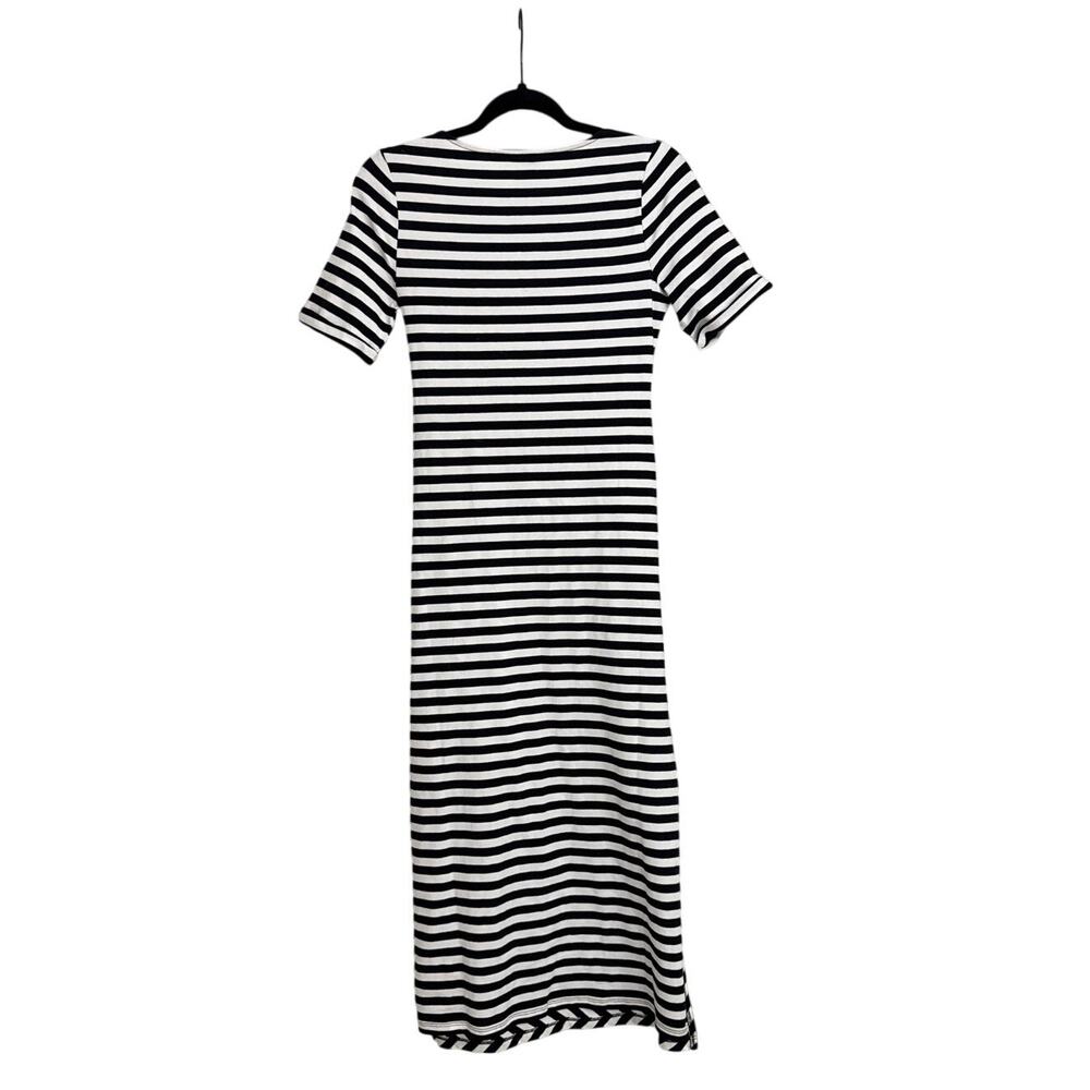 NWT On 34th Striped Tie-Waist Black White Stretch Fitted Midi Dress Size XS - Picture 3 of 5